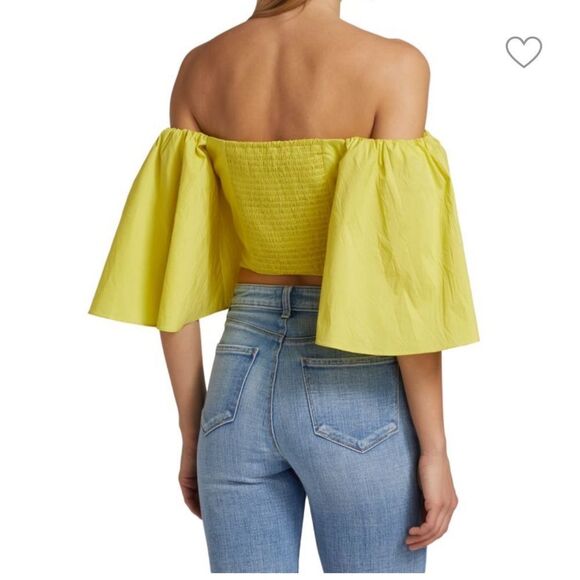 Tanya Taylor Sloane Bell Sleeve Crop Top Bohemian Stretch NWT Sz 0 - Picture 2 of 6